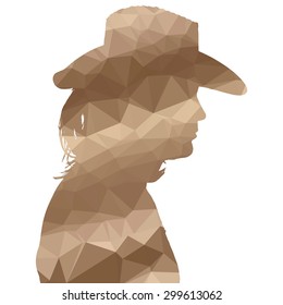 Low poly silhouette man on white background.