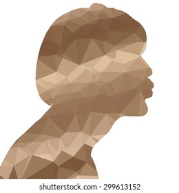 Low poly silhouette man on white background.
