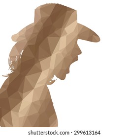 Low poly silhouette man on white background.