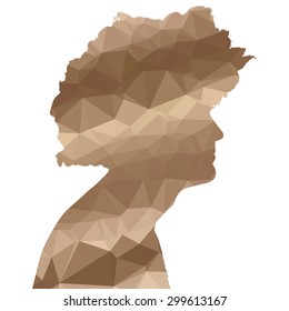 Low poly silhouette man on white background.