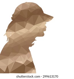 Low poly silhouette man on white background.