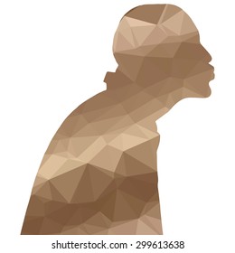Low poly silhouette man on white background.