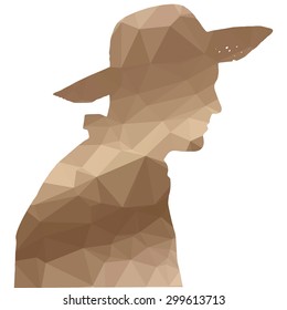 Low poly silhouette man on white background.
