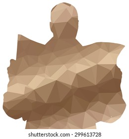 Low poly silhouette man on white background.