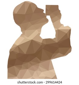 Low poly silhouette man on white background.