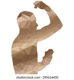 Low poly silhouette man on white background.
