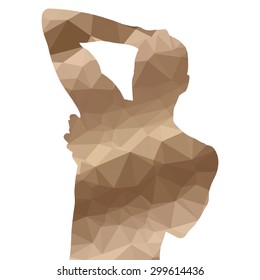 Low poly silhouette man on white background.