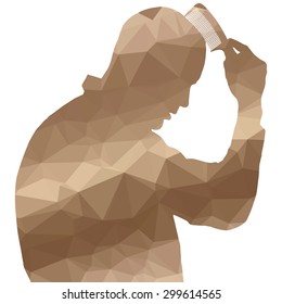 Low poly silhouette man on white background.