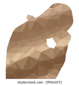 Low poly silhouette man on white background.