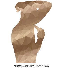 Low poly silhouette man on white background.