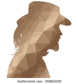 Low poly silhouette man on white background.