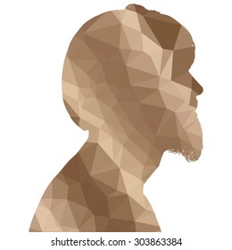 Low poly silhouette man on white background.