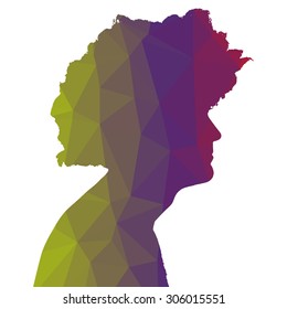 Low poly silhouette man on white background.