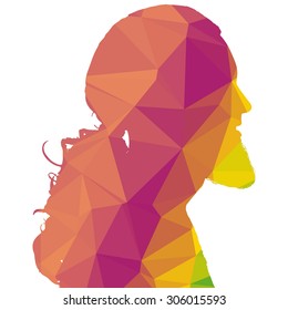 Low poly silhouette man on white background.