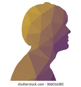 Low poly silhouette man on white background.