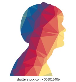 Low poly silhouette man on white background.