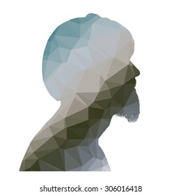 Low poly silhouette man on white background.