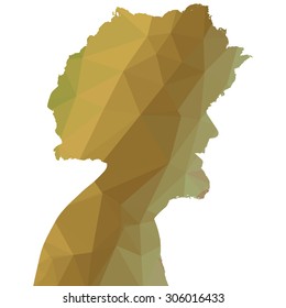 Low poly silhouette man on white background.