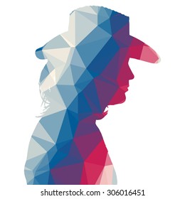 Low poly silhouette man on white background.