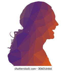 Low poly silhouette man on white background.