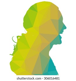 Low poly silhouette man on white background.