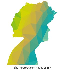 Low poly silhouette man on white background.