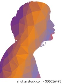 Low poly silhouette man on white background.