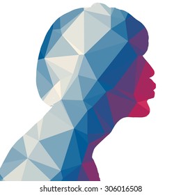 Low poly silhouette man on white background.