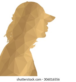 Low poly silhouette man on white background.
