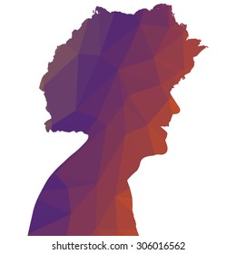 Low poly silhouette man on white background.
