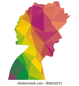 Low poly silhouette man on white background.