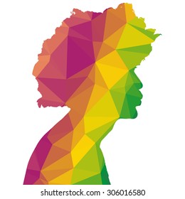 Low poly silhouette man on white background.