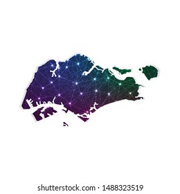 Low poly Singapore map in geometric polygonal on white background. Vector Illustration Eps10.