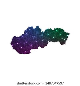 Low poly Slovakia map in geometric polygonal on white background. Vector Illustration Eps10.
