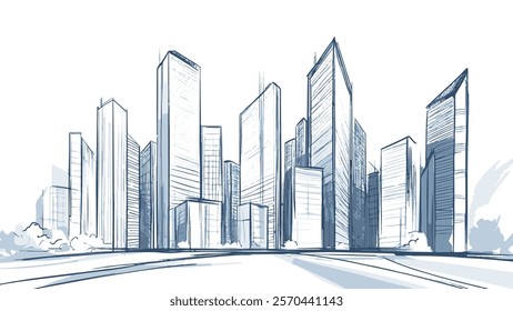 Low poly smart city 3D wire mesh. Intelligent building automation system business concept. High skyscrapers border pattern background. Architecture urban cityscape technology vector illustration