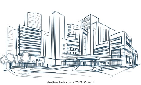 Low poly smart city 3D wire mesh. Intelligent building automation system business concept. High skyscrapers border pattern background. Architecture urban cityscape technology vector illustration