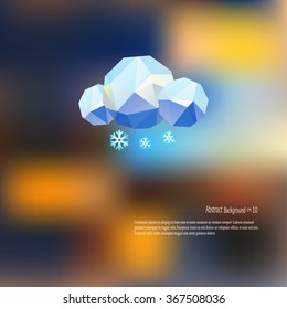 low poly it snow weather geometric icon on blur background