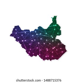 Low poly South Sudan map in geometric polygonal on white background. Vector Illustration Eps10.