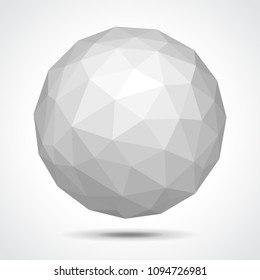 Low Poly Sphere Isolated On White Vector Illustration