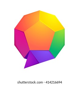 Low poly sphere speech bubble logo. Vector design template elements for your application or corporate identity.