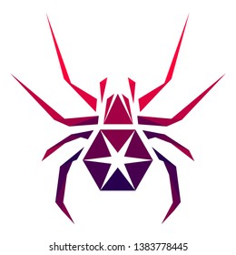 Low poly spider. Geometric logo