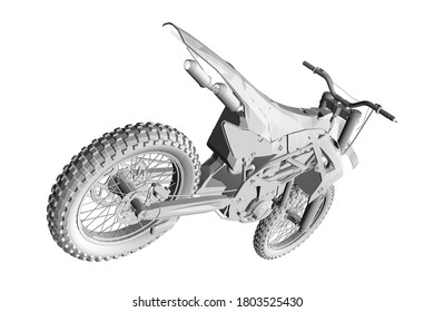 Low poly sport bike in gray. Perspective view. 3D. Vector illustration