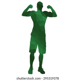 Low poly sport man on white background.