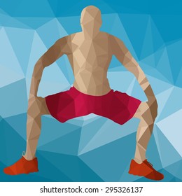Low poly sport man on white background.