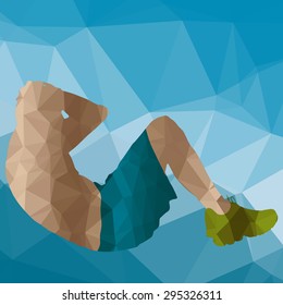 Low poly sport man on white background.