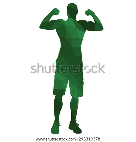 Low poly sport man on white background.