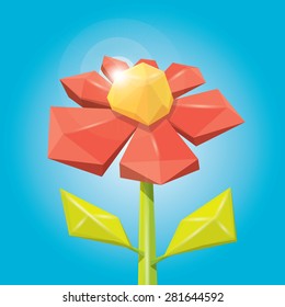 low poly spring flower. flower background. flower logo design element