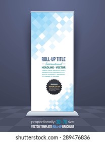 Low Poly Squares Style Roll-Up Banner, Advertising Vector Background Design