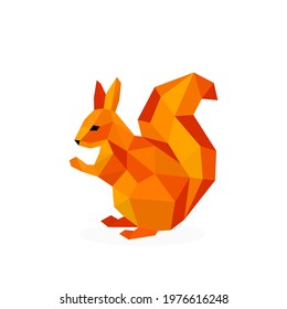 Low poly squirrel image. polygonal animal vector illustration logo