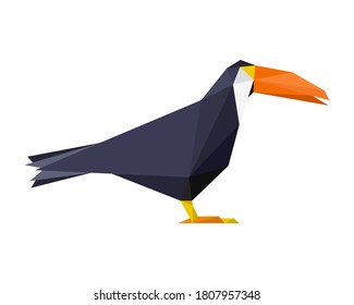 low poly starlings. Polygonal animal logo vector illustration.